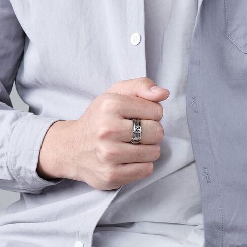 Men's Stainless Steel Anxiety Ring Norse Viking Spinner Ring Band with Viking Rune Odin Norse Text Jewelry in Kuwait