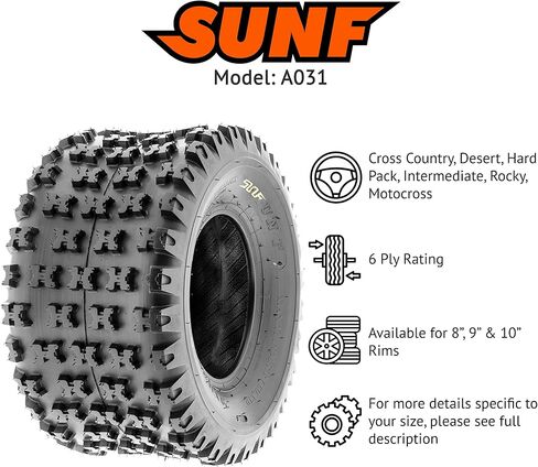 Sunf 18x10-8 18x10x8 Knobby ATV UTV Tyre 6 PR Tubeless - A031 in Saudi Arabia