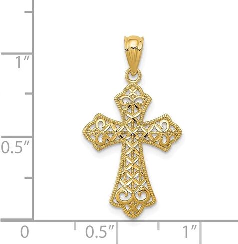 Diamond2Deal 14k Yellow Gold Polished Filigree Cross Pendant (L- 26.19 mm W- 14.94 mm) in Saudi Arabia