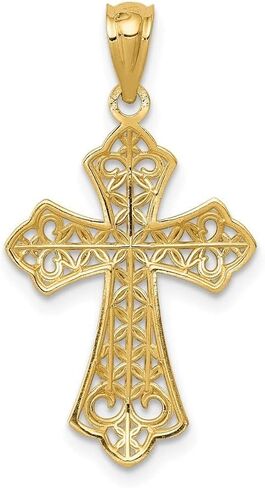Diamond2Deal 14k Yellow Gold Polished Filigree Cross Pendant (L- 26.19 mm W- 14.94 mm) in Saudi Arabia