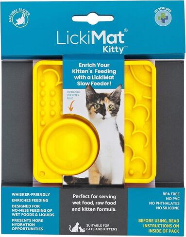 LickiMat Kitty Combination Slow Feeder with Micro Dish for Added Hydration Kittens and Small Cats (Turquoise) in Kuwait
