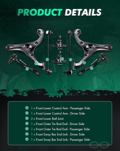 مجموعة Scitoo 8pcs التعليق الأمامي Lower Control Ball Ball Bar Link Link Outer Tie Rod End Fit 2006-2011 لـ Hyundai Accent K640403 K640404 in Saudi Arabia