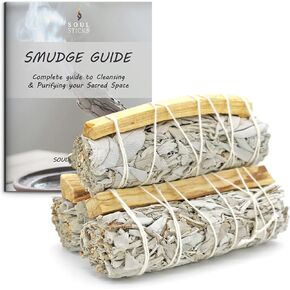 Sage & Palo Santo Smudge Sticks - 4 بوصات من المظلات البيضاء العضوية (3 عبوات) - مصادر مستدامة - بشكل مستدام لتطهير المنزل والتأمل والطقوس in Kuwait