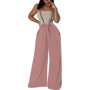 بذلة نسائية كاجوال بدون أكمام من ECHOINE، بنطال واسع الساق وحزام قابل للتعديل مع جيوب in Kuwait