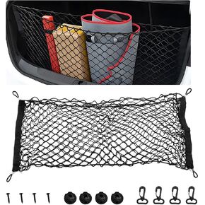 Stretchable Cargo Net, Adjustable Elastic Storage Mesh Nets, Envelope Style Cargo Netting with Mounting Screws and Hooks, Trunk Rear Cargo Organizer Net for Car Truck SUV (35.4×15.7 Inch) in Saudi Arabia