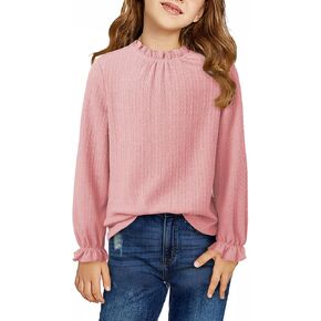 Girls Shirts Long Sleeve Lightweight Tops 2025 Fall Fashion Blouses Knit Crewneck Basic Tee 6-13 Years in Saudi Arabia