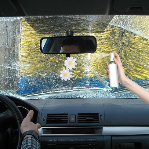 Sibba Crochet Daisy Car Accessories زهرة المنظر الخلفي إكسسوارات المرآة المصنوعة يدويًا سحر معلق هدايا متبكلة ديكور سيارة لطيف للسيارات الجمالية البوهو لعشاق الكروشيه in Saudi Arabia