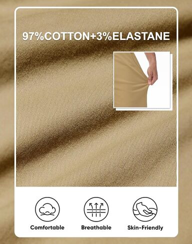 JWM Men's 30" 32" Stretch Chino Khaki Pants - Comfy Business Dress Casual Work Trousers Slacks Polo Pant with Zipper Pocket in Kuwait