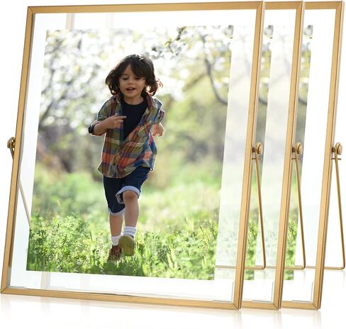 Amyhill 3 مجموعة من الذهب العائم إطار صورة 12x10 بوصة لأحجام الصور 8x10 ، 7x9 ، 6x8 ، 5x7 ، عرض طاولة رأسية معدن عائم هدية راقية لحضور حفل زفاف عيد الميلاد ديكور المكتب المنزلي in Kuwait