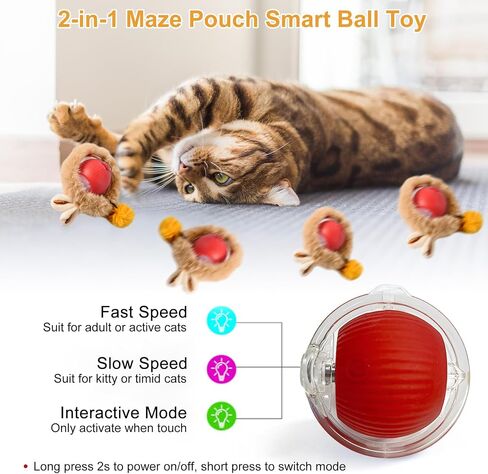 Interactive Cat Toys for Indoor Cats,Self Rolling Cat Ball in Play Mat,Automatic Motion Activated Moving Toy Hide and Seek Chase Game for Bored Cats in Kuwait