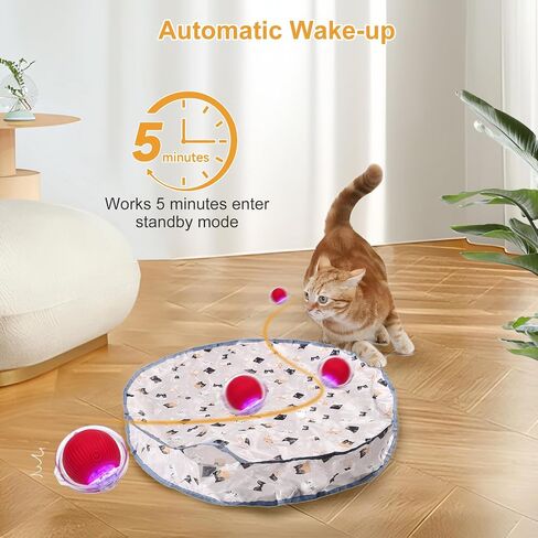 Interactive Cat Toys for Indoor Cats,Self Rolling Cat Ball in Play Mat,Automatic Motion Activated Moving Toy Hide and Seek Chase Game for Bored Cats in Kuwait