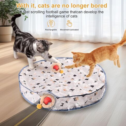 Interactive Cat Toys for Indoor Cats,Self Rolling Cat Ball in Play Mat,Automatic Motion Activated Moving Toy Hide and Seek Chase Game for Bored Cats in Kuwait