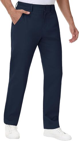 JWM Men's 30" 32" Stretch Chino Khaki Pants - Comfy Business Dress Casual Work Trousers Slacks Polo Pant with Zipper Pocket in Kuwait
