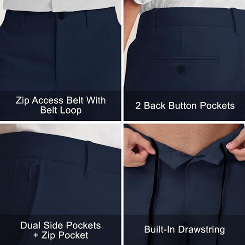 JWM Men's 30" 32" Stretch Chino Khaki Pants - Comfy Business Dress Casual Work Trousers Slacks Polo Pant with Zipper Pocket in Kuwait