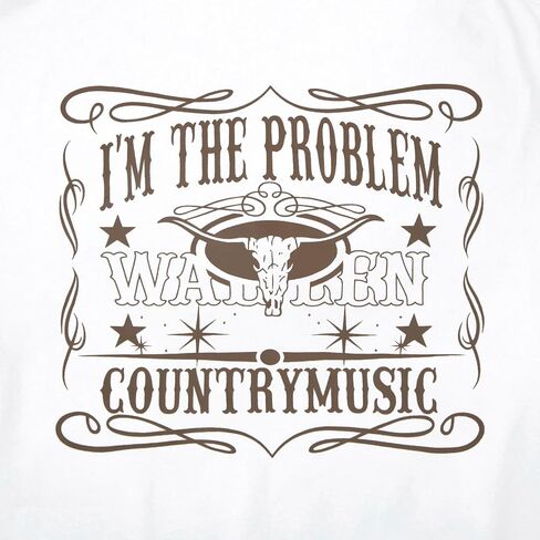 I'm The Problem T-Shirt Retro Steer Skull Western Shirts Country Music Tees Cowgirl Graphic Cowboy Tops in Saudi Arabia