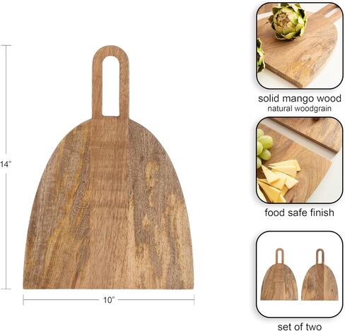 Kate and Laurel Staven Transitional Two-Piece Serving Boards Set, 7 x 22 and 14 x 18, Black, Modern Food-Safe Charcuterie Boards with Solid Mango Construction for Use as Kitchen Countertop Décor in Saudi Arabia