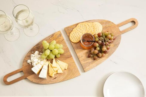 Kate and Laurel Staven Transitional Two-Piece Serving Boards Set, 7 x 22 and 14 x 18, Black, Modern Food-Safe Charcuterie Boards with Solid Mango Construction for Use as Kitchen Countertop Décor in Saudi Arabia