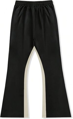 COZYEASE Men's Letter Graphic Color Block Sweatpants Wide Leg Drawstring Waist Baggy Pants Trousers Streetwear in Saudi Arabia
