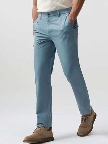 Men's Straight Fit Casual Pants 32" Inseam 173GSM Comfort Flat Front Water Repellent UPF 50 in Saudi Arabia