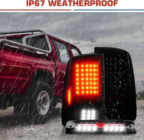 (3 Pack) Black Smoke Lens Taillight Assembly + 3rd Brake Light for 2009-2018 Dodge Ram 1500, 2010-2018 Ram 2500 3500, Only Fit factory Halogen/incandescent and Without Projector Headlights Models in Saudi Arabia