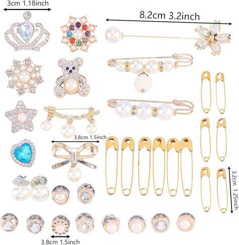 65 PCS DIY سحر للجوارب - دبابيس الأمان ودبابيس للنساء ، وملحقات سحر الراينستون غير المرغوب فيها لأحلات الأحذية ملابس in Kuwait
