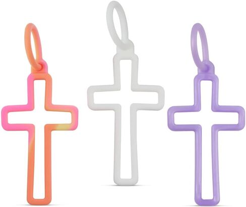Ryan & Rose Silicone Cross Charms - شارك يسوع & ثني إيمانك - سحر مسيحي لحقائب الظهر وسلاسل المفاتيح والهدايا in Kuwait