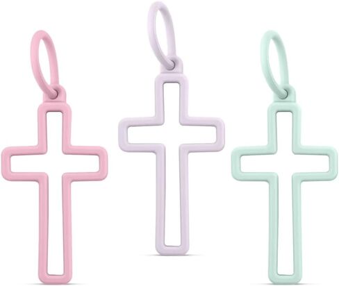 Ryan & Rose Silicone Cross Charms - شارك يسوع & ثني إيمانك - سحر مسيحي لحقائب الظهر وسلاسل المفاتيح والهدايا in Kuwait