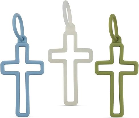 Ryan & Rose Silicone Cross Charms - شارك يسوع & ثني إيمانك - سحر مسيحي لحقائب الظهر وسلاسل المفاتيح والهدايا in Kuwait