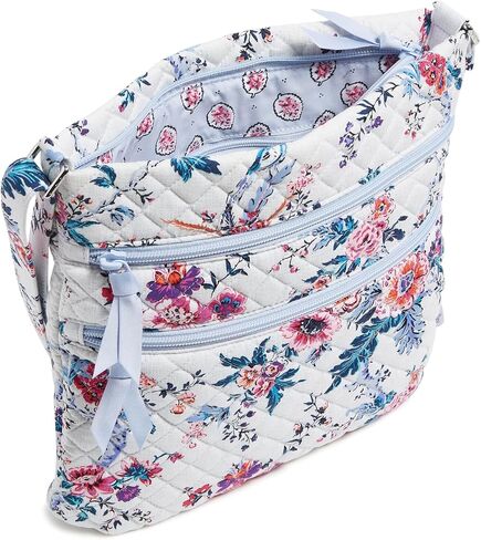 Vera Bradley Cotton Collegiate Triple Zip Hipster Crossbody Purse (Multiple Teams Available), Red/Black Rain Garden in Kuwait