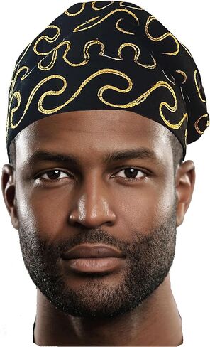 Dupsie's Adebayo African Black Kufi Hat مع تطريز الذهب in Kuwait