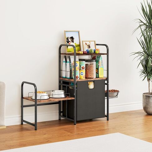 محطة تغذية للكلاب مع منظم تخزين للكلاب وسجادات مضادة للانزلاق، أوعية مرتفعة للكلاب يمكن تركيبها على الحائط، حامل وعاء مرتفع للكلاب بارتفاع 7 قابل للتعديل للكلاب الصغيرة والكبيرة، بني ريفي in Kuwait