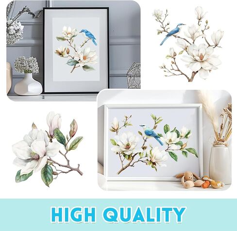 3 Sheet Floral Furniture Transfers 6"x12" Rub on Vintage Flower Rub on Transfers Waterproof Retro Watercolor Magnolia Rub on Transfer Stickers Decals for Wood Glass Door Wall Home Decor in Kuwait