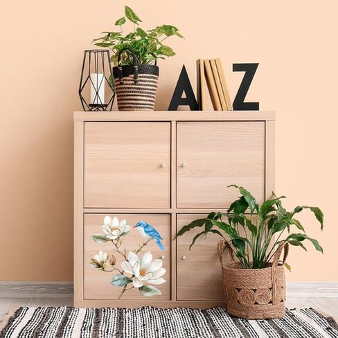 3 Sheet Floral Furniture Transfers 6"x12" Rub on Vintage Flower Rub on Transfers Waterproof Retro Watercolor Magnolia Rub on Transfer Stickers Decals for Wood Glass Door Wall Home Decor in Kuwait