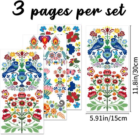 3 Sheet Floral Furniture Transfers 6"x12" Rub on Vintage Flower Rub on Transfers Waterproof Retro Watercolor Magnolia Rub on Transfer Stickers Decals for Wood Glass Door Wall Home Decor in Kuwait