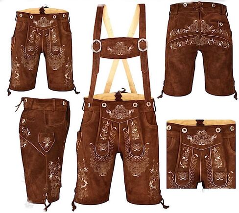 German Bavarian Oktoberfest Trachten Men Wear Short Lederhosen USA Stock in Saudi Arabia