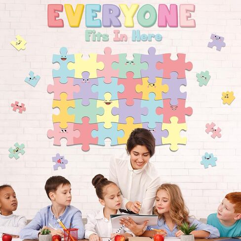 Boho Welcome Bulletin Board Classroom Decoration Puzzle Pieces Cutouts Bulletin Board Set for Wall Art Back to School Decor Educational Teacher Student Supplies Class Home Door Decoration in Saudi Arabia