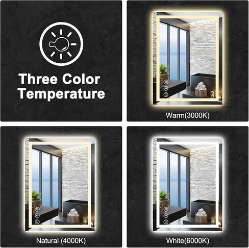 LED Bathroom Mirror with Lights, Wall-Mounted Vanity Mirror 24 * 32Inch with Front and Backlight Anti-Fog,Dimmable Bathroom Memory Function Tempered Glass Mirror for Over Sink in Saudi Arabia