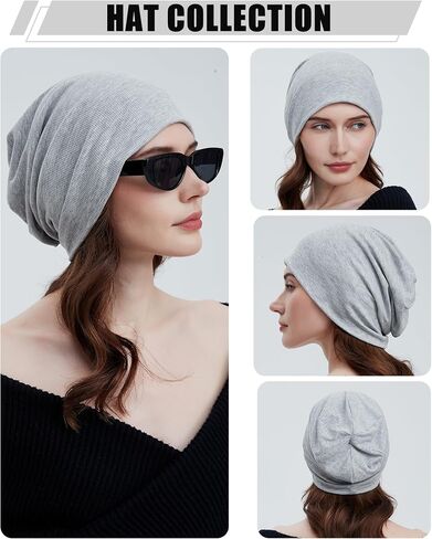 Slouchy Beanie Hats for Women & Men -Ultra-Soft Cotton Knit Cuffed Skull Cap Fashion Style Hipster Lightweight Daily Hat in Saudi Arabia
