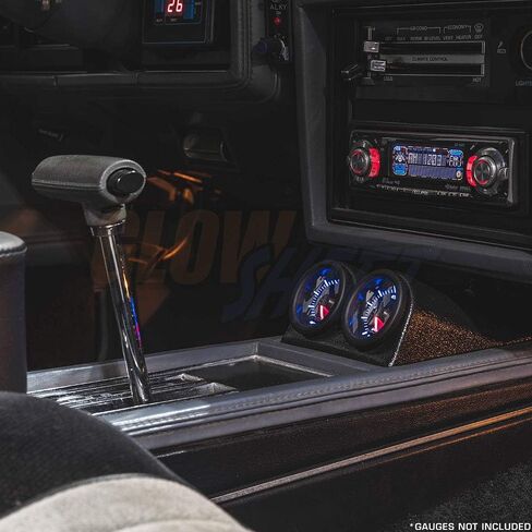 Glowshift Black Dual Console Floor Gauge Pod متوافق مع Buick Grand National G Body 1985-1987 - ABS Plastic - Mounts (2) 2-1/16 "(52 مم) إلى وحدة التحكم في السيارة in Saudi Arabia