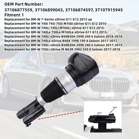 Front Right Air Suspension Strut w/EDC Replacement for BMW 7 Series G11 G12 740 750 760 xDrive 4WD 37106877560 37106899044 37106874598 37107915946 in Saudi Arabia