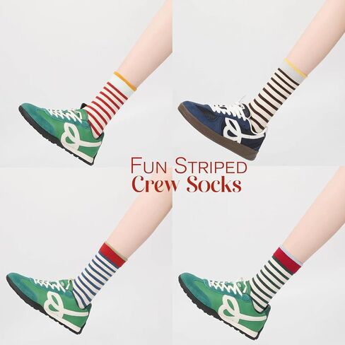 Fun Novelty Socks For Women Striped Retro Crew Socks Sporty Calf Socks Casual Cotton Socks Women in Kuwait