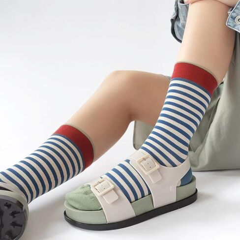 Fun Novelty Socks For Women Striped Retro Crew Socks Sporty Calf Socks Casual Cotton Socks Women in Kuwait