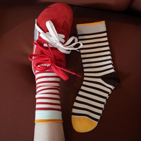 Fun Novelty Socks For Women Striped Retro Crew Socks Sporty Calf Socks Casual Cotton Socks Women in Kuwait