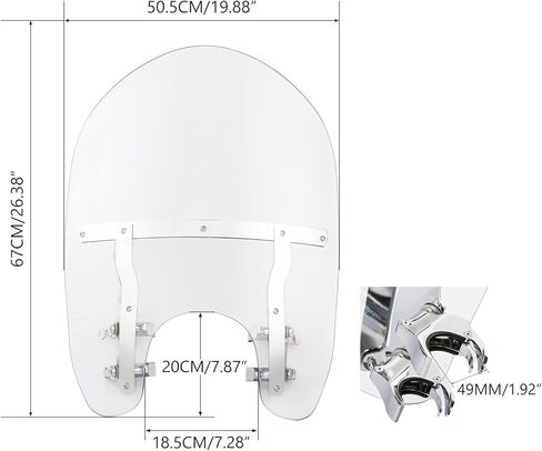 TCMT 19" Windscreen Windshield 49mm Clamps Fit For Harley Street Bob 2018-2020 2025 Softail Standard FXST 2020-2024 Low Rider 2014-2020 in Saudi Arabia