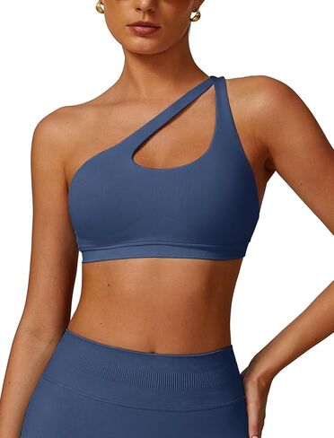 Aboiw Womens Seamless One Counder Sports Bra Cutout Strap Trapplable Toped Pated Pated Pated Tops Tops Tops Tops in Kuwait