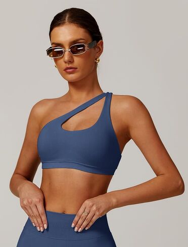 Aboiw Womens Seamless One Counder Sports Bra Cutout Strap Trapplable Toped Pated Pated Pated Tops Tops Tops Tops in Kuwait