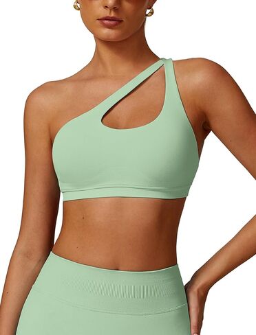 Aboiw Womens Seamless One Counder Sports Bra Cutout Strap Trapplable Toped Pated Pated Pated Tops Tops Tops Tops in Kuwait