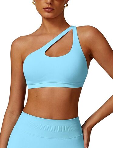 Aboiw Womens Seamless One Counder Sports Bra Cutout Strap Trapplable Toped Pated Pated Pated Tops Tops Tops Tops in Kuwait