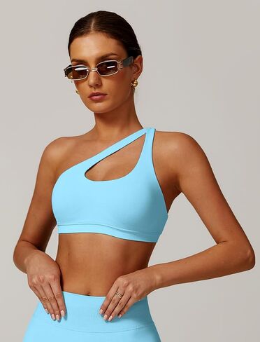 Aboiw Womens Seamless One Counder Sports Bra Cutout Strap Trapplable Toped Pated Pated Pated Tops Tops Tops Tops in Kuwait