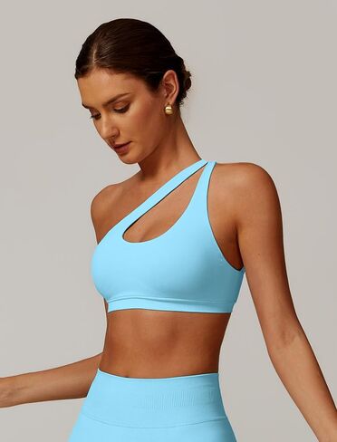 Aboiw Womens Seamless One Counder Sports Bra Cutout Strap Trapplable Toped Pated Pated Pated Tops Tops Tops Tops in Kuwait